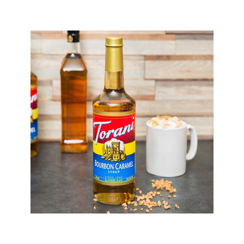 FixtureDisplays Torani Bourbon Caramel Flavoring Syrup 750 mL Glass Bottle