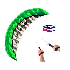 Touch the sky 100 inch Double Lead Parafoil Kite with Hand Strap for Children and Adults. Excellent Outdoor Games and Activity Toy, Suitable for Advanced and Enthusiasts. (Green)