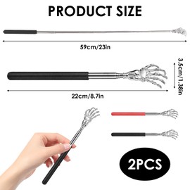Scratching Hand Back Scratcher Telescope, 2 Pieces Back Scratcher Head Made of Stainless Steel Handle with PVC Coated Extendable Scratching Hand Back Scratcher Massage for Head and Back