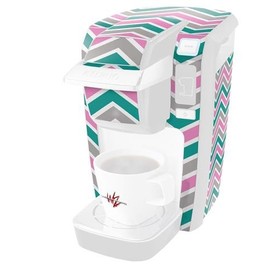 WraptorSkinz Decal Style Vinyl Skin compatible for Keurig K10 / K15 Mini Plus Coffee Makers Zig Zag Teal Pink and Gray (COFFEE MAKER NOT INCLUDED)