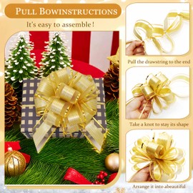 BeyLi 10 PCS Large Pull Bows,Gift Bows,Pull Bows for Gift Wrapping,6 inches, Suitable for All Occasions (Gold)