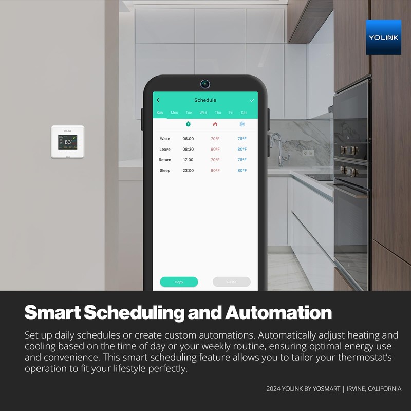 YoLink Thermostat 2, Smart Thermostat with Dual-Stage Heating & Cooling,