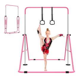ZUETK Expandable Gymnastics Bar for Kids, Adjustable Height Junior Training Kip Bar, Folding Gymnastic Horizontal Bars Monkey Bar, Home Gym Equipment for Kid Gymnasts, Child, Girl, Boy