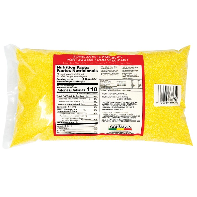 Gonsalves Yellow Corn Meal (Farinha de Milho Grossa) 2lb Bag