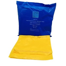 Yellow Polythene Clinical Disposable Bags 10.5" x 18" - Pack of 200 | Durable and Hygienic Waste Disposal