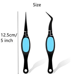 Reverse Tweezers Craft Tweezers Crossing Lock Tweezers Curved Tweezers Stainless Steel Soft Grip Precision Tweezers for DIY Craft, Jewelry, Beading, Electronics, Laboratory Work (Black)