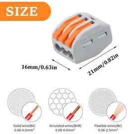 CEEYSEE 25 Pcs Compact Wire Connectors 3 Port Diy Electrical Connector Blocks Circuit Inline Splices Lever Nut Connector Quick Cable Clamp Spring Butt Terminal Connectors（3 Port ）