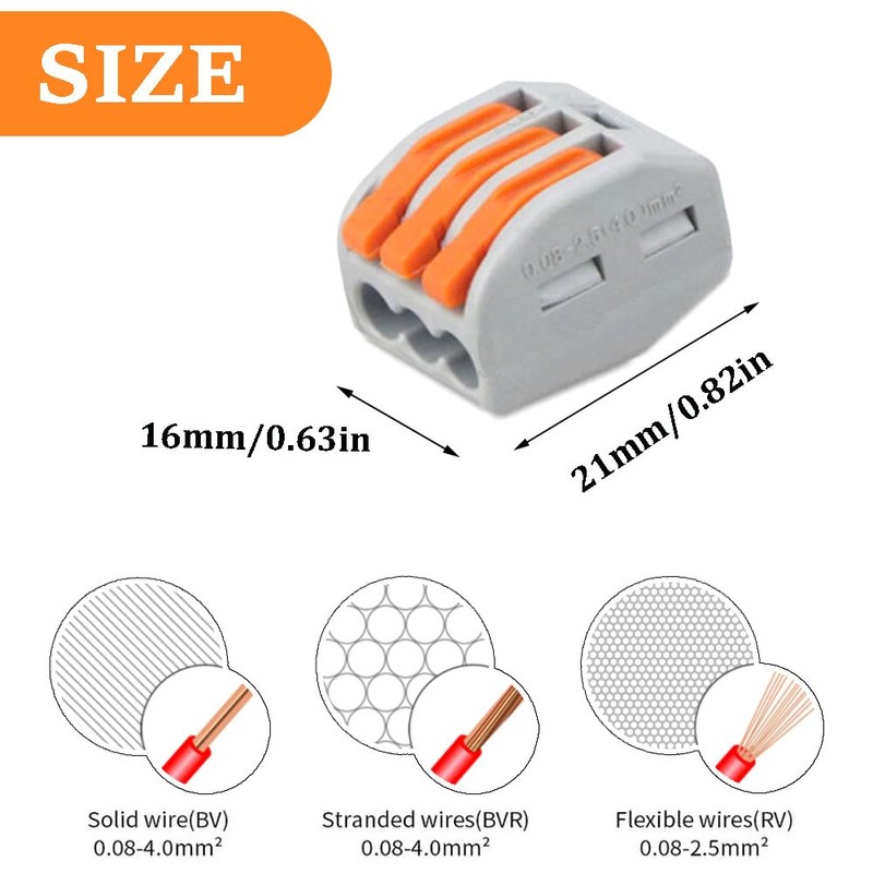 CEEYSEE 25 Pcs Compact Wire Connectors 3 Port Diy Electrical