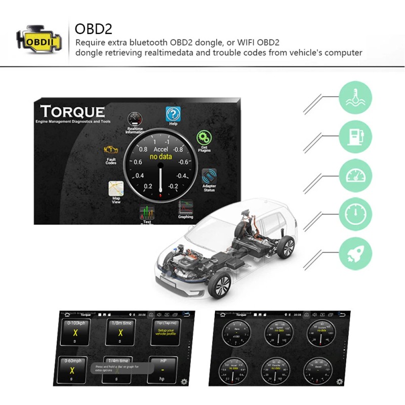GEARELEC 10" Car Stereo Radio 2+32GB Android Carplay FM GPS