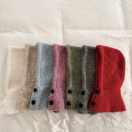 Children's Balaclava Knit Hat & Scarf for Autumn & Winter lf2201 Free Size/Free Size Green [Salad Hat] 3ea