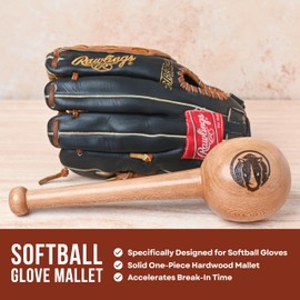 Rhino Wax - Softball Glove Mallet - Stop using Baseball Size Mallets for Softball Gloves - One Piece Hardwood Mallet for Your Softball Glove Break In Kit - Perfectly Form and Shape your Softball Glove