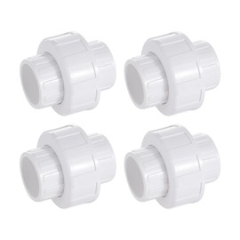 3/4" PVC Union Pipe Fitting, 3/4" PVC Slip Union Coupling Adapter (Socket x Socket) Schedule 40, EPDM O-Ring, White，4 Pack