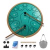 Steel Tongue Drum, 13 Inch 15 Notes Tongue Drums, C Major Drum Percussion Instruments, Handpan Drums with Music Book, Drum Mallets and Carry Bag (Malachite Green)