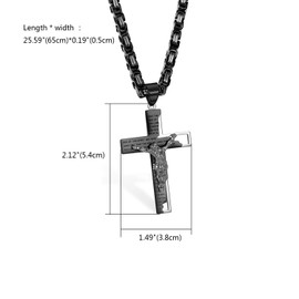 OIDEA Men's Cross Byzantine Chain Necklace: Jesus Crucifix Bible Prayer Pendant with Byzantine Chain Christian Cross Chain Heavy Biker Chain Religious Jewellery Gift for Men Father Friend, Stainless