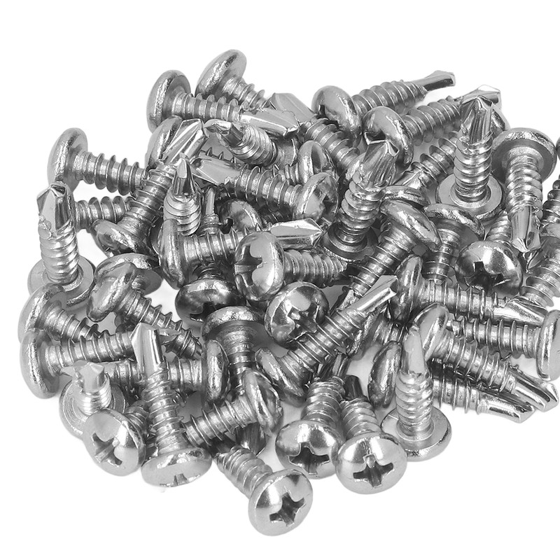 200PCS Round Head Drill Screws 304 Stainless Steel Self Drilling