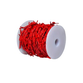 Artificial Barbed Wire Ribbon Trim Real Leather Cord for Party Home Decoration, Gift Boxes, DIY Crafts - 33 Feet Spool by Cords Essentials (Red)