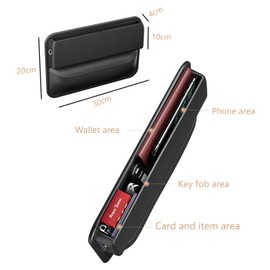 K LAKEY Car Seat Gap Filler Organizer,2 Packs Premium PU Leather Storage Box No Slip Pad Compatible with Phone Key Wallet Phone Sunglasses Pockets Seat Catcher Holders Console Side Organizers