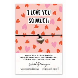 WishStrings, I Love You - Couples Friendship Bracelet – Beautiful String Bracelets with Tibetan Charm – Make a Wish Best Friend Bracelet – Hand Strung and Knotted Bracelet – Sentimental Jewellery