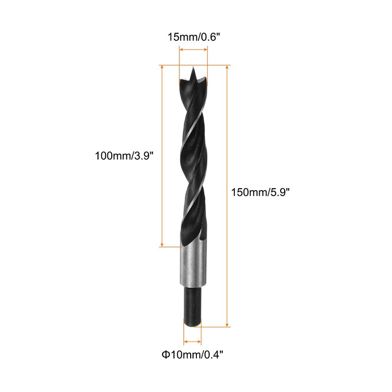 sourcing map Brad Point Drill Bits 15mm(38/64") Dia Straight Steel