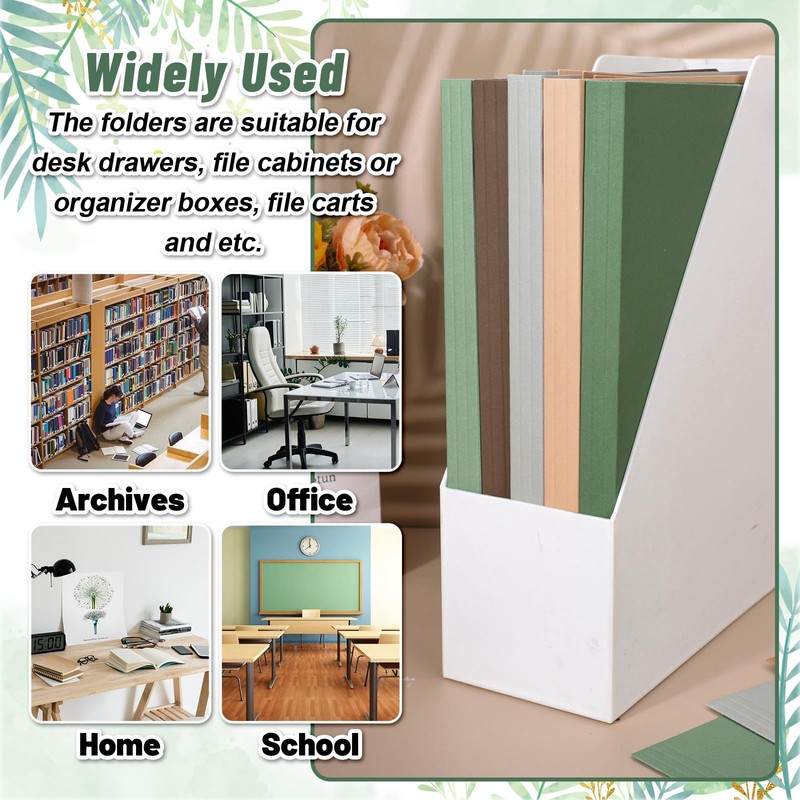 Whaline 24 Pack Green Brown File Folders Letter Size 6
