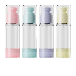 WXS-CHALL 4 Pack 1oz Travel Airless Pump Bottles Set, 30ml Refillable Lotion Dispenser Travel Size Foundation Containers for Cosmetic Skincare Shampoo Liquid
