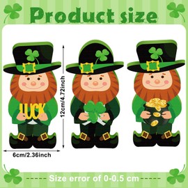 DoubleFill 3 Pcs St. Patrick's Day Leprechaun Figurines Table Decorations Wooden Little Leprechaun Figurine Small Irish Sign for St. Patrick's Day Home Office Desk Mantle Party Supplies