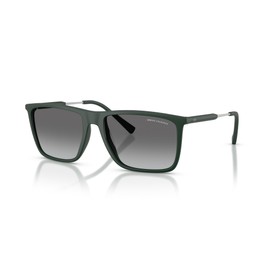 A|X ARMANI EXCHANGE Men's AX4160SF Low Bridge Fit Square Sunglasses, Matte Dark Green/Gradient Grey, 57 mm