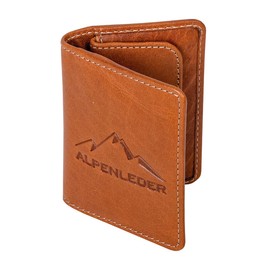 Alpenleder MONETEN Wallet - Genuine Leather Wallet - High Quality Vintage Leather Wallet Small Minimalist Wallet (10 x 7.5 x 2 cm), Cognac, Minimalist