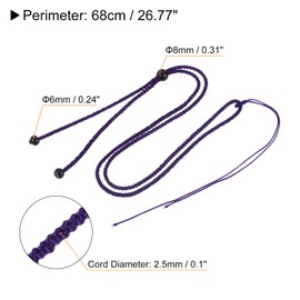 sourcing map 10pcs Jade Rope Nylon Cord Empty Necklace Holder Strings Emerald Rope Adjustable Pendant Braided Necklace Rope for Necklace DIY Crafts Handmade, Purple