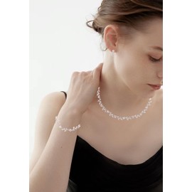 Enrwin Austrian Crystal Rhinestone Choker Necklace Elegant Flower Leaf Chain Necklace Jewelry for Party Prom Costume Accessories for Women(AB Crystal-Platinum Plated, Alloy)