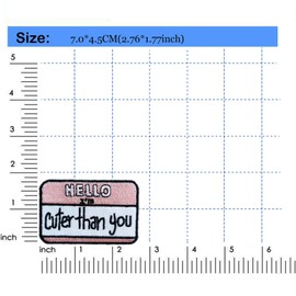 2Pcs Hello I'm Cuter Than You Quotes Iron On Sew On Patch, Embroidered Patch Emblem Badge for Clothes Bags Hats Backpacks Jeans