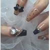 [In-store special discount]Nude black ribbon dot handmade nail tips -