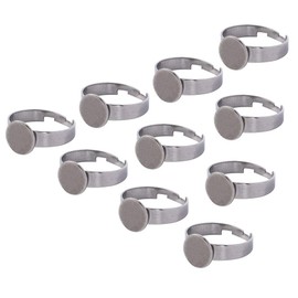 PandaHall 10 Pieces 304 Stainless Steel Adjustable Finger Ring Bases Sockets for Cabochon Round Finger Ring Bowls for DIY Ring Making