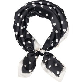 styleBREAKER 01016234 Women's Neckerchief with Dots Pattern, Square Polka Dots, Head Scarf, black-beige