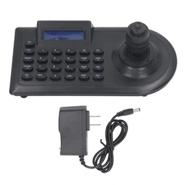 LCD Analog PTZ Camera Keyboard with 4D Joystick PTZ Speed Dome Camera Controller for Linux US Plug 100‑240V