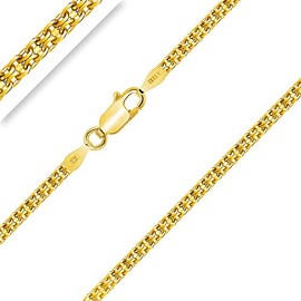 PLANETYS - Bismarck Chain Diamond-Coated 925 Sterling Silver 18 Carat Gold-Plated Chain - Necklace - 2.5 mm Wide Various Lengths: 40-45-50-55-60-65-70 cm, Sterling Silver, Diamond