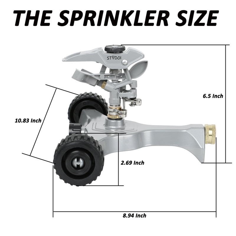 STYDDI Metal Pulsating Sprinkler on in-Series Metal Wheeled Base, Adjustable