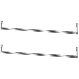 Threehoney 2 Pack Garment Hanger Bar for Industrial Shelving Wire Closet Shelving Garment Rod Clothes Rod Wire Shelving Accessories (Silver,48 Inch)