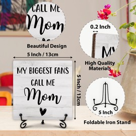 Gifts for Mom, Best Mom Ever Gifts from Daughter Son, Unique Mom Birthday Christmas Mothers Day Retirement Gift Idea, Mother's Day Decorations Sign with Stand for Home, Office (5" x 5")-B15