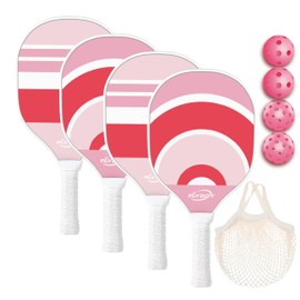 Pickleball Paddles Set of 4,USAPA Approved,4 Indoor&Outdoor Pickleball Balls, Carrying Bag, 4 Cooling Towels,4 Pack Paddles,Pickleball Paddles Pack Gifts for Beginner&Pro (Pink White Cute)