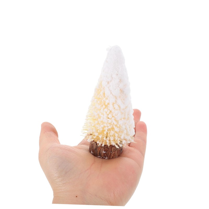 IWOWHERO Realistic Mini Christmas Tree 10cm Sprayed Pine Needles Wood
