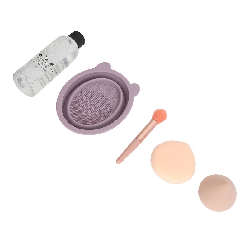 5pcs Makeup Brush Cleaning Solution Bowl Kit Residue Removal Powder