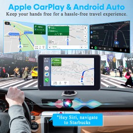 Carplay for Apple Portable Car Screen: Easy Setup 7 Inch Android Auto - Wireless Car Play Touchscreen with GPS Navigation,Bluetooth, FM,Mirror Link,Siri