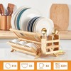 Olioeiao Bamboo Dish Drying Rack for Kitchen - Collapsible 3-Tier