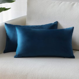 Sungeek Pack of 2 Velvet Cushion Covers Soft Decorative Pillow Covers with Invisible Zipper Luxury Throw Pillow Cases for Home Decor Sofa Bedroom Living Room 30x50cm Navy Blue