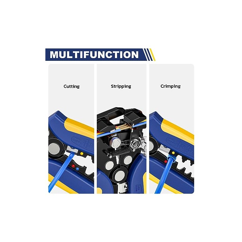 haisstronica Self-Adjusting Wire Stripper, 3 in 1 Stripper/Cutter/Crimping Heavy Duty
