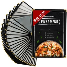 Restaurant Menu Covers, Set of 25 Menu Covers 8.2 x 11 Inches, Single Pocket Menu Cover 2 View with Double Stitched Binding and Protective Corners