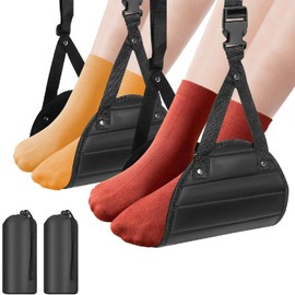 Hamaca de Pie de Avión (Paquete de 2),Reposapiés Portátil de Viaje,Espuma Viscoelástica y Malla Táctil Transpirable,Accesorios de viaje,Adecuado para Vuelos de Larga Distancia y Ificinas