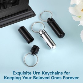 YOFAPA Cremation Jewelry for Ashes - 6 PCS Urn Necklaces for Ashes,Cylinder Vial Cremation Urn Key Chains, Necklace Keepsake Ashes Memorial Jewelry