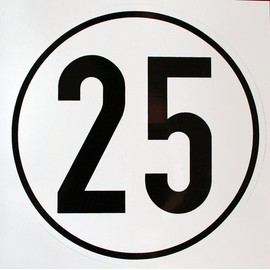 Unbekannt Speed Sticker 25 km/h Safety Sign for Motor Vehicles (Maximum Permissible Speed) Diameter 200 mm to Vehicle 25 km/h